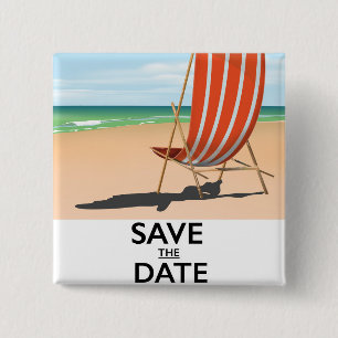 Save the date vintage beach poster 2 inch square button