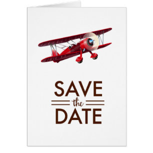 Save the Date vintage bi-plane