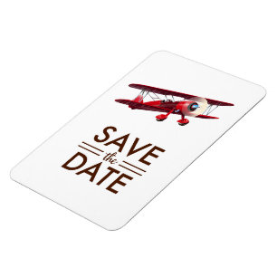 Save the Date vintage bi-plane Magnet