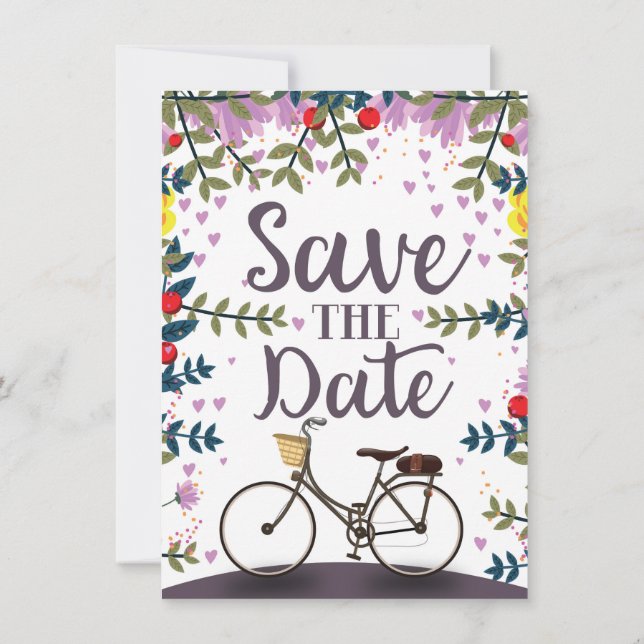 Save The Date Vintage Bicycle Invitation (Back)