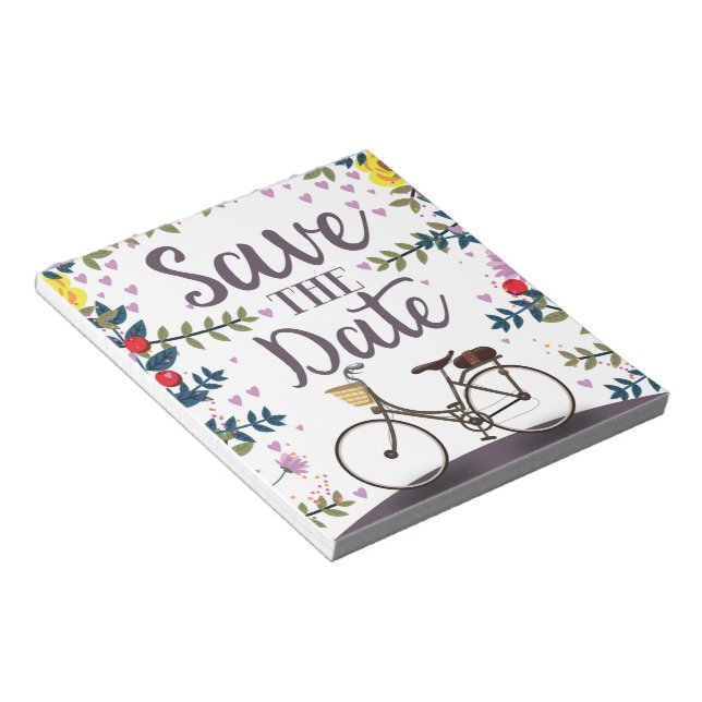 Save The Date Vintage Bicycle Notepad (Angled)