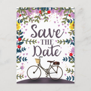 Save The Date Vintage Bicycle Postcard