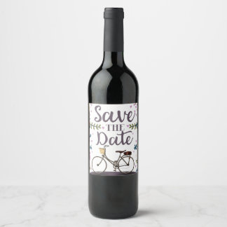 Save The Date Vintage Bicycle Wine Label