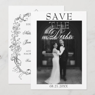 Save The Date Vintage Black And White Photo Old Money Wedding