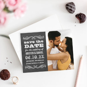 Save The Date Vintage Black Chalkboard Mariage photo