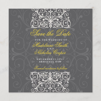 Save The Date Vintage blanc et charbon personnalisé enregistrer 