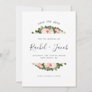 Save The Date Vintage Blush rose Florals Mariage Enregistrer la 
