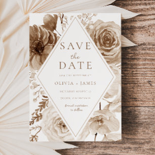 Save The Date Vintage Boho Floral Frame Mariage