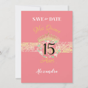 Save The Date Vintage Boho Rose or Rustique Quinceañera espagnol