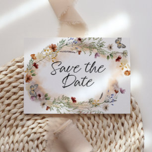 Save The Date Vintage Botanique Minuscule Floral Tendance Enregi