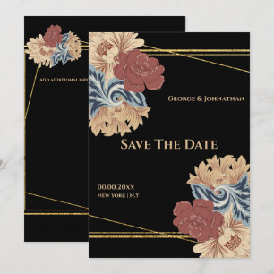 Save The Date Vintage botanique surdimensionné grande fleur pein