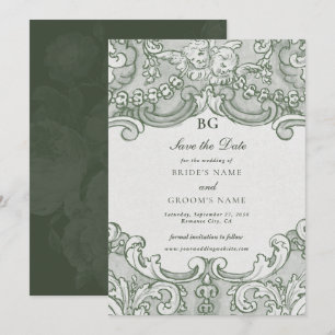 Save The Date Vintage Botanique Vert Jardin Mariage Thème