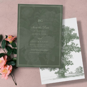Save The Date Vintage Botanique Vert Jardin Mariage Thème