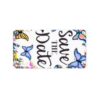 Save the Date Vintage Butterflies. Label