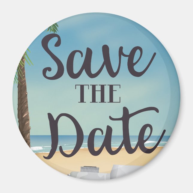 Save the date vintage Camera and Beach Magnet (Front)
