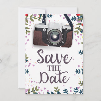 Save the Date Vintage Camera Invitation