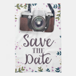 Save the Date Vintage Camera Kitchen Towel