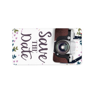 Save the Date Vintage Camera Label
