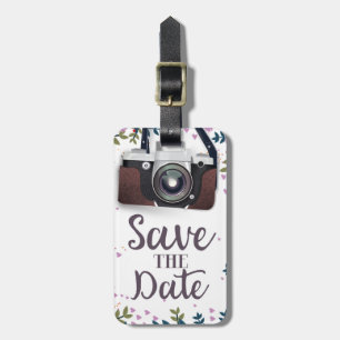 Save the Date Vintage Camera Luggage Tag