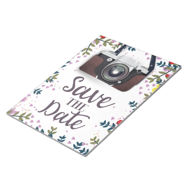 Save the Date Vintage Camera Notepad (Angled)