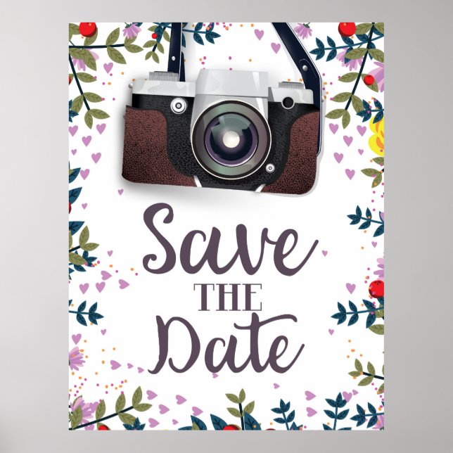 Save the Date Vintage Camera Poster (Front)