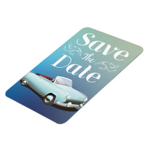 Save the Date Vintage Classic Car Magnet