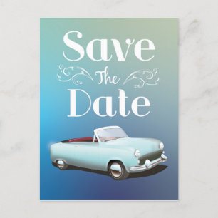 Save the Date Vintage Classic Car Postcard