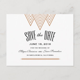 Save The Date Vintage Diamant Noir & Cuivre Enregistrer La Date
