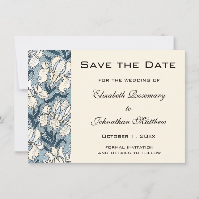 Save The Date Vintage Enregistrer la date, Art Nouveau Iris Fleu (Devant)