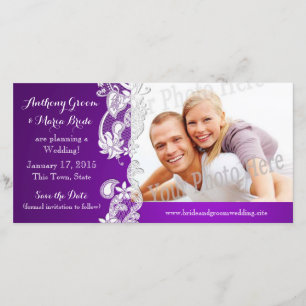 Save The Date Vintage Floral Design Purple Enregistrer la date P
