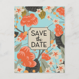 Save the Date Vintage Floral pattern Postcard