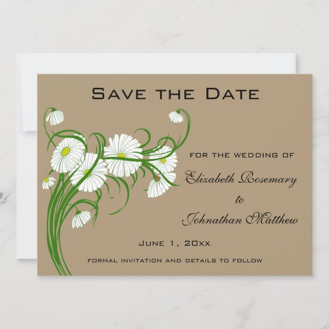 Save The Date Vintage Gerber Daisy fleurs Mariage Enregistrer la (Devant)