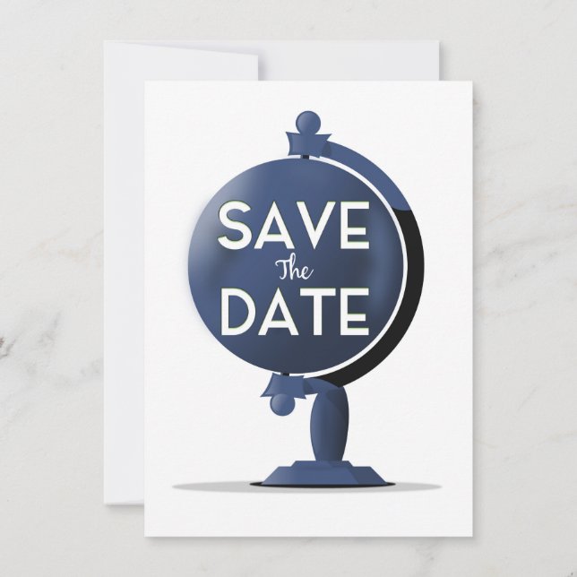 Save The Date Vintage Globe Invitation (Back)