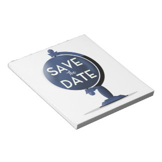 Save The Date Vintage Globe Notepad