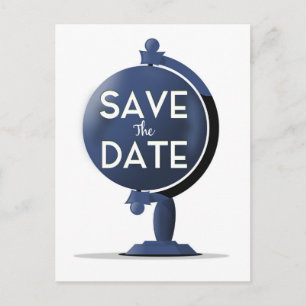 Save The Date Vintage Globe Postcard