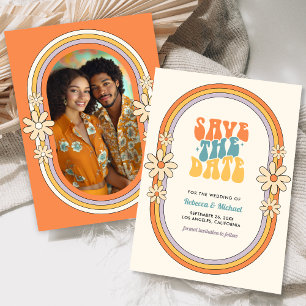Save The Date Vintage les années 70 rétro couleur Super Mariage 