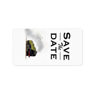 Save the Date vintage Locomotive invitation Label