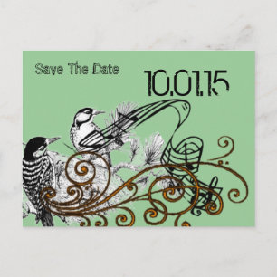 Save the Date- Vintage Love Birds Announcement Postcard