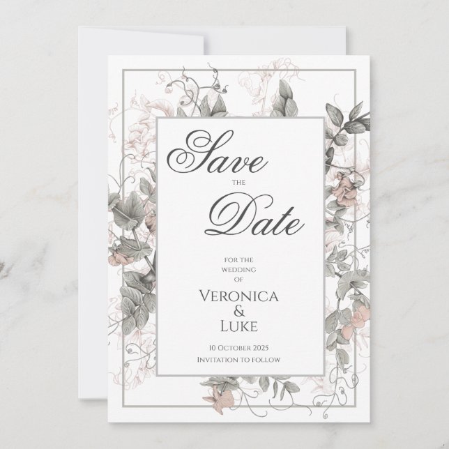 Save The Date Vintage Mariage végétal (Devant)