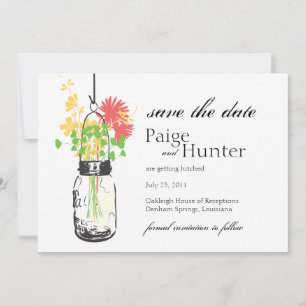 Save The Date Vintage Mason Jar & Fleurs sauvages Enregistrer la