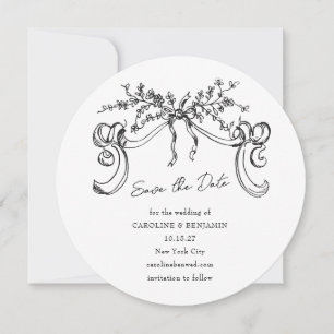 Save The Date Vintage minimaliste noir Mariage noir noir