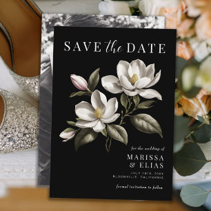 Save The Date Vintage moderne noir et blanc Magnolia Mariage