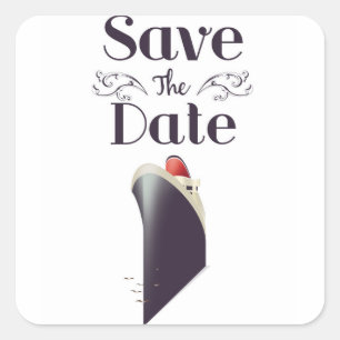 Save the Date Vintage Nautical invite Square Sticker