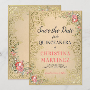 Save The Date Vintage or Floral Quinceañera Welcome Yard