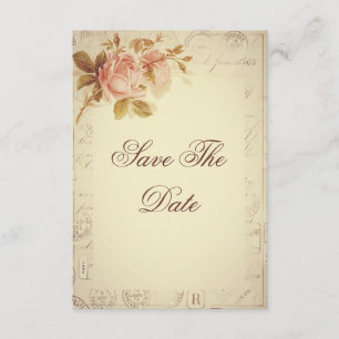 Save The Date Vintage Paris Postmarks Rose chic 75e