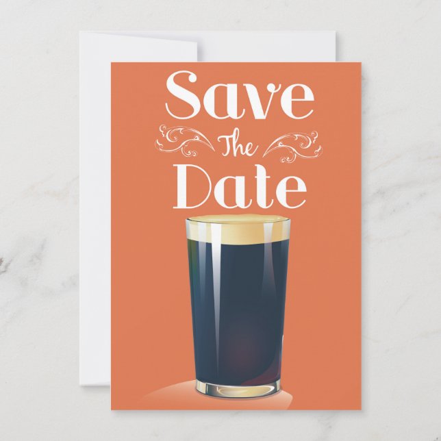 Save The Date Vintage Pint Drink Invitation (Back)