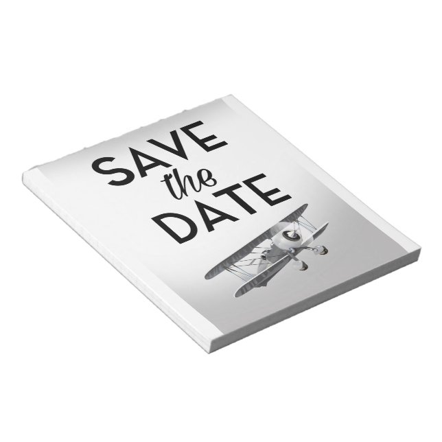 Save the Date Vintage Plane Notepad (Angled)