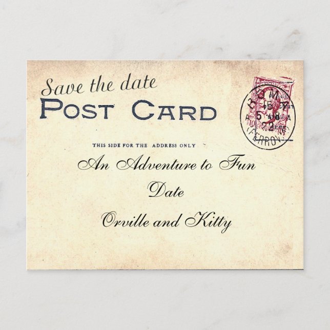 Save The Date vintage postcard (Front)