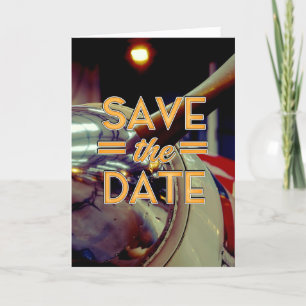 Save the Date vintage Prop Plane Note Card