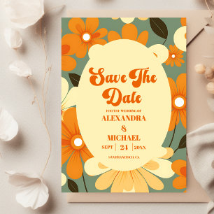 Save The Date Vintage Retro coloré Mariage floral